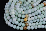 Natural Soft Green Burmese Jade Burma Jade 4mm 6mm 8mm 10mm 12mm Soft Green Pale Polished Round Beads 15.5" Strand Gemstone Beads