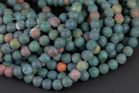 Natural Real Genuine Bloodstone 4mm 6mm 8mm Matte Round Beads Superior Quality~ 100% Bloodstone Full 15.5" Strand Gemstone Beads