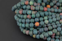 Natural Real Genuine Bloodstone 4mm 6mm 8mm Matte Round Beads Superior Quality~ 100% Bloodstone Full 15.5" Strand Gemstone Beads