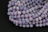 Natural Lilac Violet Purple Lepidolite 4mm 6mm 8mm 10mm Matte Round Beads 15.5" Strand Gemstone Beads