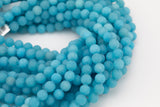 Deep Sky Blue- JADE Matte Round- 6mm 8mm 10mm 12mm-Full Strand 15.5 inch Strand AAA Quality