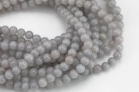 Gray Jade, High Quality in Smooth Round- 6mm, 8mm, 10mm, 12mm -Full Strand 15.5 inch Strand AAA Quality