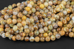 Natural Honey Dendrite Opal Beads - Round - 6mm 8mm 10mm or 12mm - Full 15.5" 15.5 inch strands Smooth Gemstone Beads