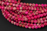 Fusia AFRICAN Sea Sediment Jasper smooth round sizes 4mm, 6mm, 8mm, 10mm, 12mm- Full 15.5 Inch Strand- AAA Quality Gemstone Beads