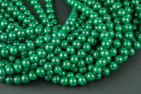 Natural Malachite- AAA Quality- Full Strand- 15.5 inches- Round- 5mm, 8mm, 10mm, 12mm, 14mm AAA Quality Smooth Gemstone Beads