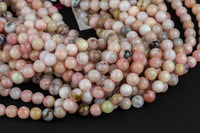 Natural AUSTRALIAN PINK OPAL Beads - Round - 6mm 8mm 10mm or 12mm - Full 15.5" 15.5 inch strands Smooth Gemstone Beads