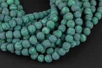 Natural Reconstituted Malachite Matte round sizes 6mm, 8mm, 10mm, 12mm- In Full 15.5 Inch Strand Gemstone Beads