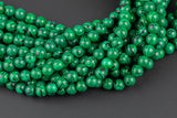 Reconstituted Malachite smooth round sizes 6mm, 8mm, 10mm, 12mm- In Full 15.5 Inch Strand Smooth Gemstone Beads