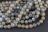 Natural Labradorite, High Quality in Faceted Round, 4mm, 6mm, 8mm, 10mm- In Full 15.5 Inch Strands AAA Quality Gemstone Beads