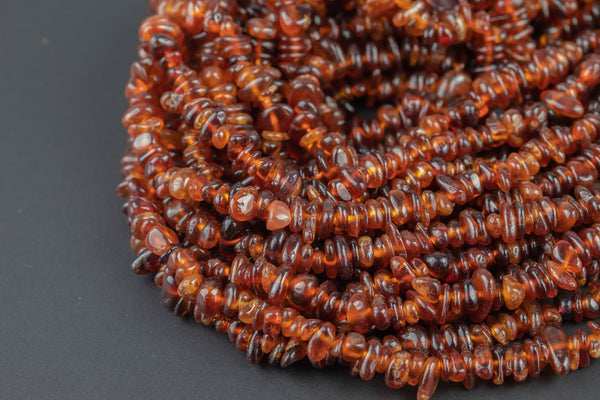 Natural Hessonite Garnet Chips Beads - Around 4-5mm in dimensions -16" strands - Wholesale pricing Gemstone Beads