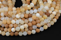 Natural Matte African Yellow Opal Beads, AA Quality Round- 6mm, 8mm, 10mm, 12mm, 14mm- Full 15.5 Inch Strand Gemstone Beads