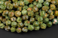 Natural Rhyolite - Rainforest Jasper- Hexagon Shape- High Quality- 9-10mm- Full Strand 16" - 39 Pieces Gemstone Beads