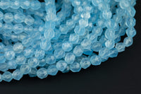 Blue Chalcedony Jade- Hexagon Shape- Grade A High Quality- 8mm and 10mm- Full Strand 16"