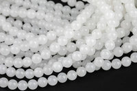 Gorgeous Milky White Jade, High Quality in Smooth Round, -Full Strand 15.5 inch Strand, 4mm, 6mm, 8mm, 12mm, or 14mm Beads