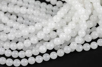 Gorgeous Milky White Jade, High Quality in Smooth Round, -Full Strand 15.5 inch Strand, 4mm, 6mm, 8mm, 12mm, or 14mm Beads