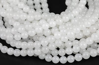 Gorgeous Milky White Jade, High Quality in Smooth Round, -Full Strand 15.5 inch Strand, 4mm, 6mm, 8mm, 12mm, or 14mm Beads