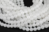 Gorgeous Milky White Jade, High Quality in Smooth Round, -Full Strand 15.5 inch Strand, 4mm, 6mm, 8mm, 12mm, or 14mm Beads