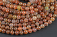 Natural Red Rutilated Quartz Beads Full Strands-15.5 inches- Round- 6mm, 8mm, 10mm, 12mm- 15.5 inches Smooth Gemstone Beads