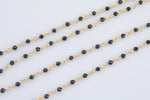 CLEARANCE 3 FEET Natural Spinel Rosary Chain - 2-3mm Gold Plated Wire.