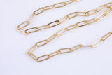 14k Gold Paper Clip Chain by the Yard 5x14mm Unfinished Chain for Necklace Bracelet Component