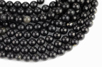 Natural Genuine Shungite 4mm 6mm 8mm 10mm 12mm Round Beads High Quality Black Lustrous Gemstone from Russia 15.5" Strand Gemstone Beads