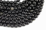 Natural Genuine Shungite 4mm 6mm 8mm 10mm 12mm Round Beads High Quality Black Lustrous Gemstone from Russia 15.5" Strand Gemstone Beads