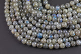 Natural Blue Labradorite 4mm 6mm 8mm 10mm 12mm Round Beads Round Labradorite Beads 15.5" Smooth