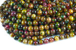 Natural multi tiger eye. 4mm 6mm 8mm 10mm 12mm round bead . blue purple multi color tiger eye bead . Great quality full strand 15.5