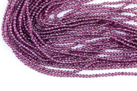 Natural African Garnet Beads Full Strands-15.5 inches 2-3mm- Nice Size Hole- Diamond Cutting, High Facets-Nice and Sparkly-Faceted Round