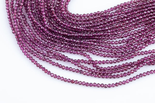 Natural African Garnet Beads Full Strands-15.5 inches 2-3mm- Nice Size Hole- Diamond Cutting, High Facets-Nice and Sparkly-Faceted Round