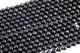 Natural Faceted Black Tourmaline A Grade High Quality in Faceted Round-Full Strand, 4mm, 6mm, 8mm, 12mm - Wholesale Beads Gemstone Beads