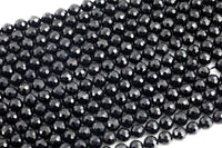 Natural Faceted Black Tourmaline A Grade High Quality in Faceted Round-Full Strand, 4mm, 6mm, 8mm, 12mm - Wholesale Beads Gemstone Beads