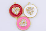 1 pc 18 kt Gold Enamel CZ Heart- 24mm