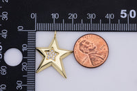 2 pc 18k Gold Micro Pave Star Pendant , Star Charms, Lock Necklace Earring Charms, CZ Pave- 19x24mm