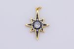 1 pc Dainty STARBURST Charm- 18k Gold CZ Star Charm, Celestial Pendant, Micro Pave Charm- 22x31mm