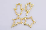 Assorted Dainty Gold Spring Gate Ring, Push Gate ring Charm Holder 14K Gold Clasp for Charm Holder Connector