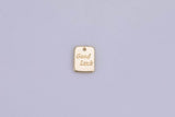 6pc 14K Gold Good Luck Tag Charm- 7x8mm- 6 pcs per order