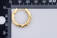 24mm 18kt Gold Big Hoop Earring with Geometric CZ Bezel Set- 1 pair per order