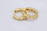 24mm 18kt Gold Big Hoop Earring with Geometric CZ Bezel Set- 1 pair per order