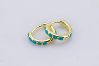 Turquoise Hoop Earrings • turquoise gold cartilage hoop • turquoise huggie hoop earrings • Something Blue Jewelry