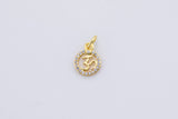 3 pc 18K Gold Spritual Religious Ohm Symbol Medallion Cubic Zirconia Bracelet Charm- 9mm