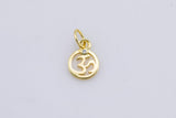 4 pc 18K Gold Spritual Religious Ohm Symbol Medallion Cubic Zirconia Bracelet Charm- 8mm
