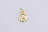 4 pc 18K Gold Spritual Religious Ohm Symbol Medallion Cubic Zirconia Bracelet Charm- 8mm