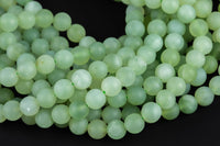 Natural Matte Green Serpentine Jade 6mm 8mm 10mm Round Beads Jade 15.5" Strand Gemstone Beads