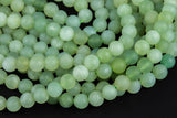 Natural Matte Green Serpentine Jade 6mm 8mm 10mm Round Beads Jade 15.5" Strand Gemstone Beads