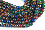 Smooth Multi Colored Mosaic Quartz Beads - 4mm 6mm 8mm 10mm