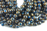 Mosaic Quartz Beads - Smooth Round - Royal Blue - 6mm 8mm 10mm