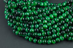 Natural GRADE A TOP QUALITY Tiger's Eye Tiger eye Tiger-Eye - 6mm 8mm 10mm - Round - Full 15.5" Strands- Emerald Green Smooth