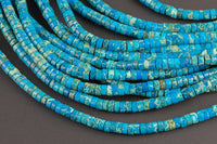 Light Blue Sea Sediment Jasper Heishi Discs Beads 2x4mm 3x6mm 15.5" Strand