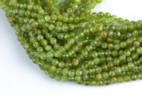 Natural Beautiful TINY 3-4mm SHARP CUT Peridot semi-round / roundel Gemstone Beads